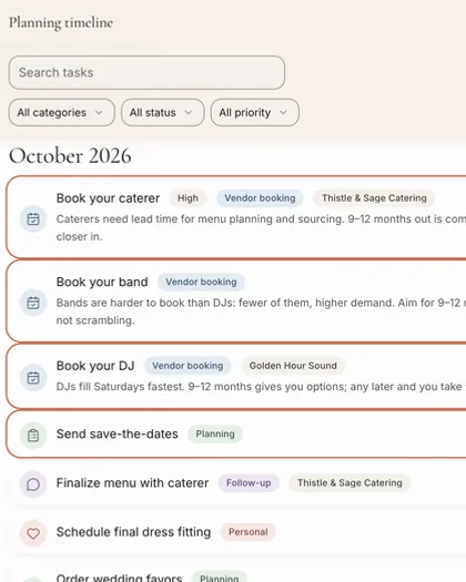 Altessa planning timeline jumping to the tasks due on each day tapped in the date strip